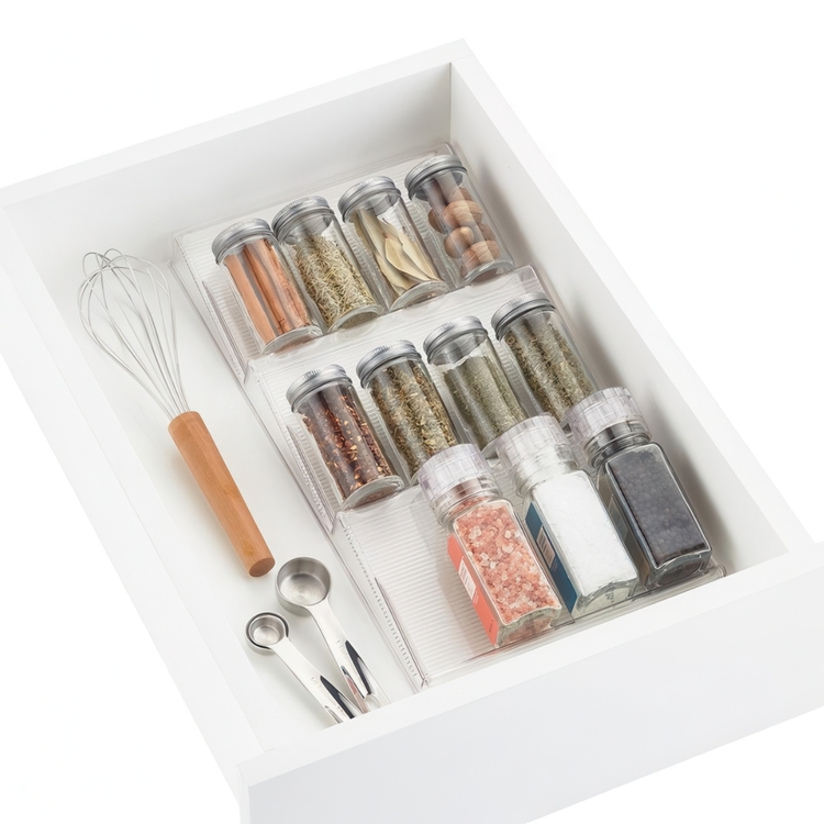Kryddställ för låda, IN-DRAWER SPICE RACK, 21,6 x 42 x H 4 cm, Transparent