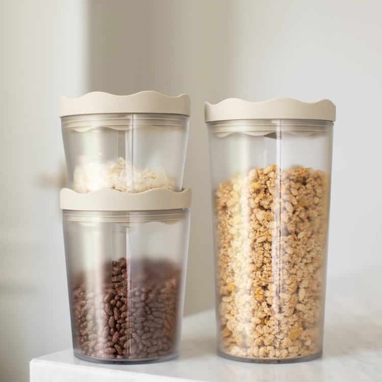 Lufttät behållare, 1 Liter, KOIZOL PRINCE ORGANIC LARGE CONTAINER , Transparent / Beige