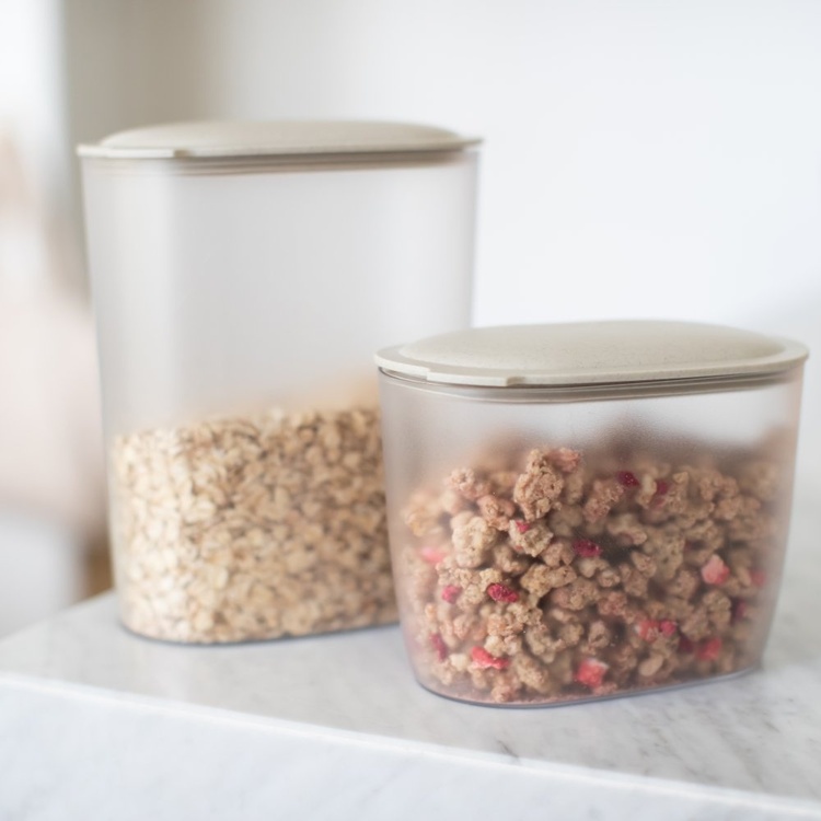 Lufttät behållare, 1,4 Liter, KOIZOL CONNECT ORGANIC OVAL STORAGE MEDIUM, Transparent / Beige