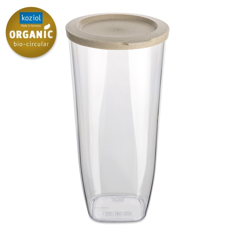 Lufttät behållare, 2 Liter, KOIZOL CONNECT ORGANIC DRY STORAGE LARGE, Klar / Beige