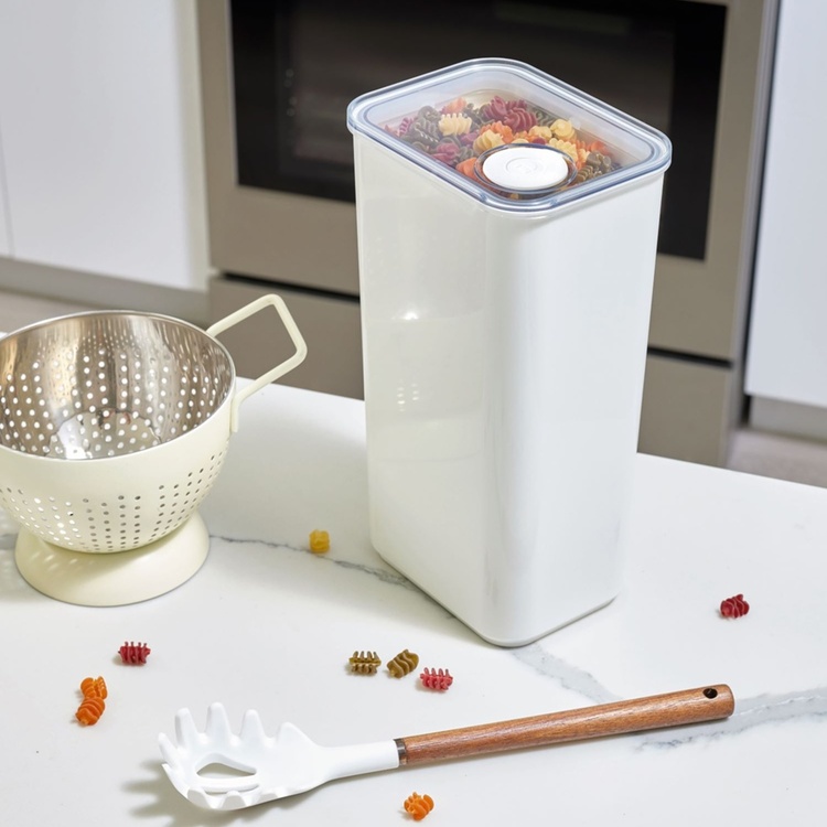 Lufttät Förvaringsburk, iD POUR LID XL CANISTER, 12,1 x 16,2 x H 29,5 cm, Vit / Transparent