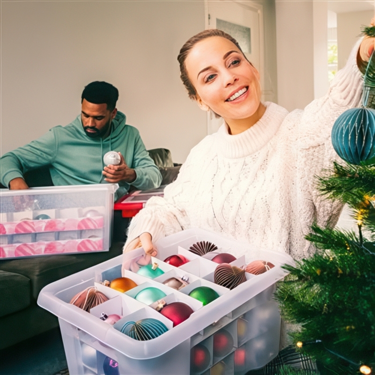 Låda för julpynt 24L, X-Mas