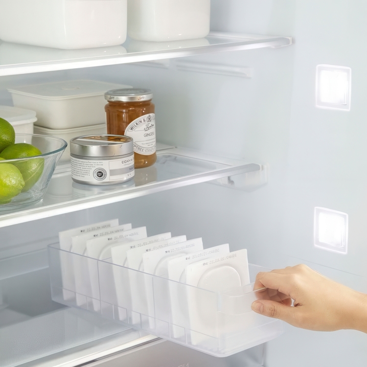 Låda med avdelare, Stapelbar, TOWER MODERN FRIDGE ORGANIZER , Yamazaki, Frostigt Transparent 