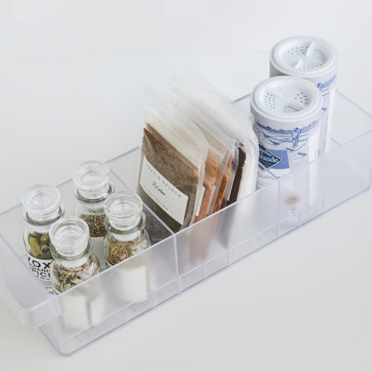 Låda med avdelare, Stapelbar, TOWER MODERN FRIDGE ORGANIZER , Yamazaki, Frostigt Transparent 