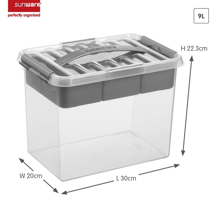 Förvaringslåda med insats och handtag 9L, Q-Line