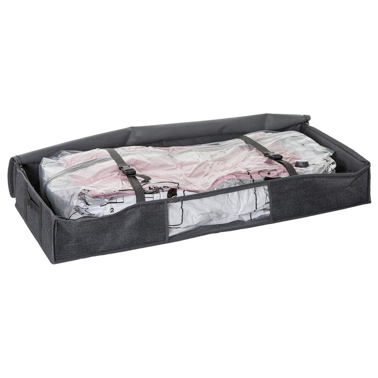 Låda med vakuumpåse, under sängen, AIR STORE UNDER BED, 100 x 45 x H 15 cm, Mörkgrå