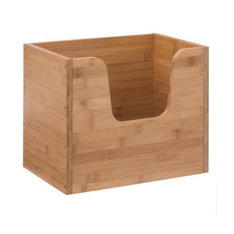 Låda med öppen front, Stapelbar, STACK LARGE BAMBOO BASKET, 31,5 x 21,5 x H 26,5 cm, Natur