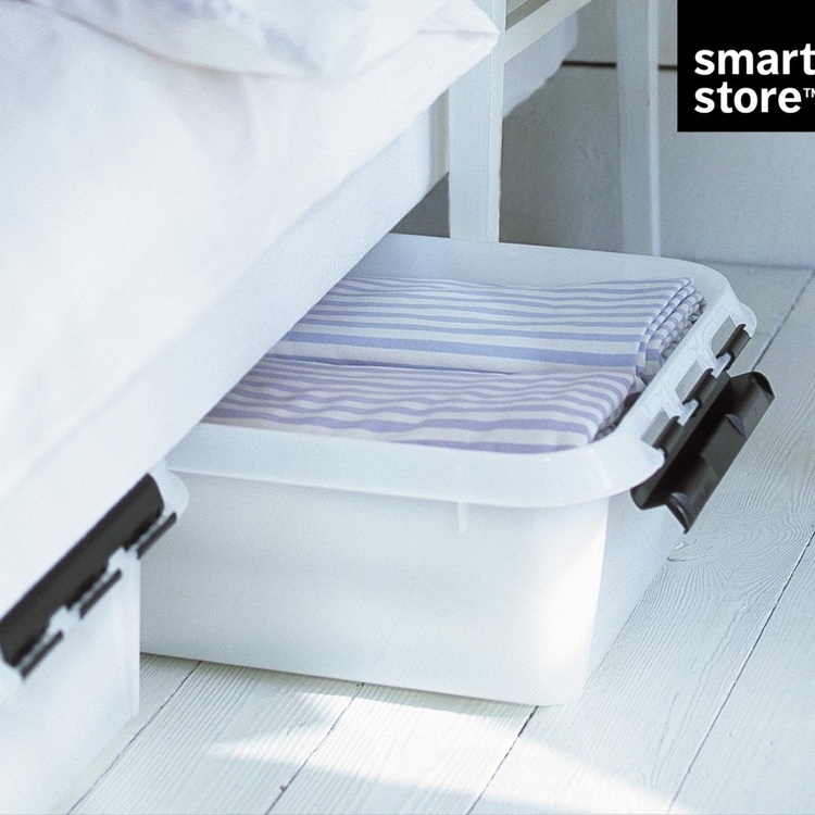 Förvaringslåda under sängen med hjul 30L, SmartStore, Klar/svart