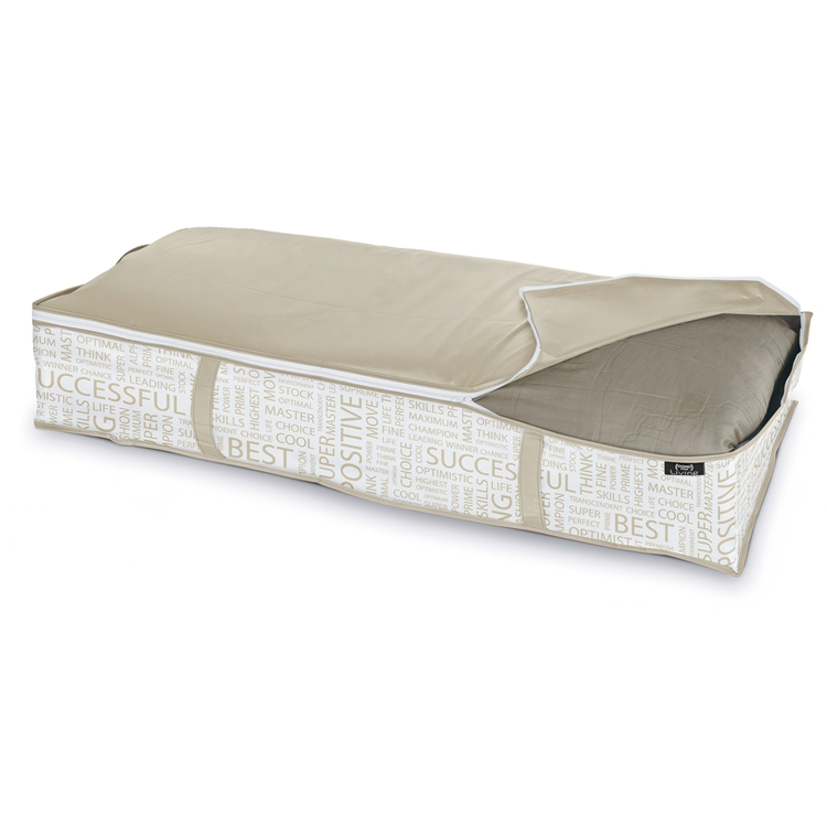 Låda under sängen, mjuk, URBAN GOLD, 95 x 45 x H18 cm, Vit / Beige