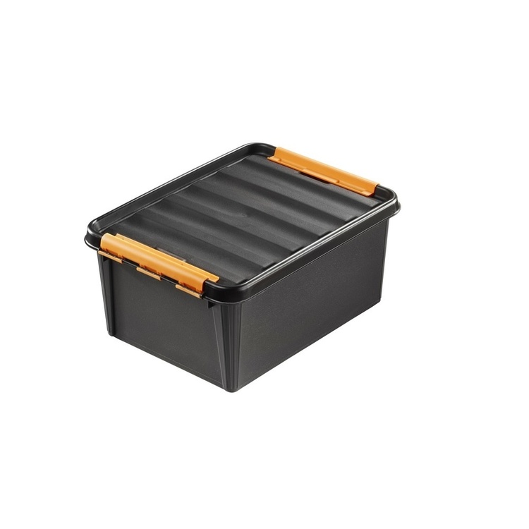 Förvaringslåda med lock 14L, SmartStore Pro, Svart/orange