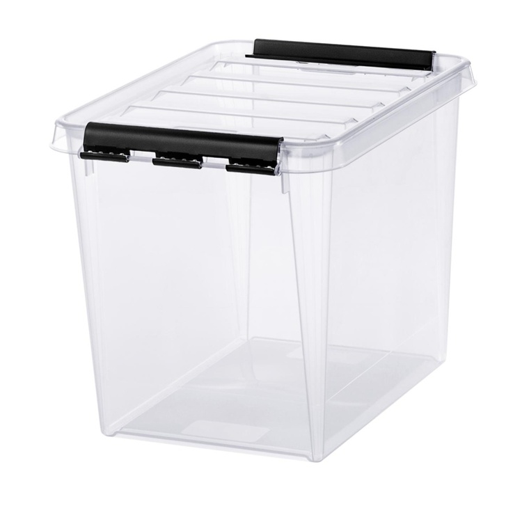 Hög förvaringslåda med lock 13L, SmartStore, Klar/svart