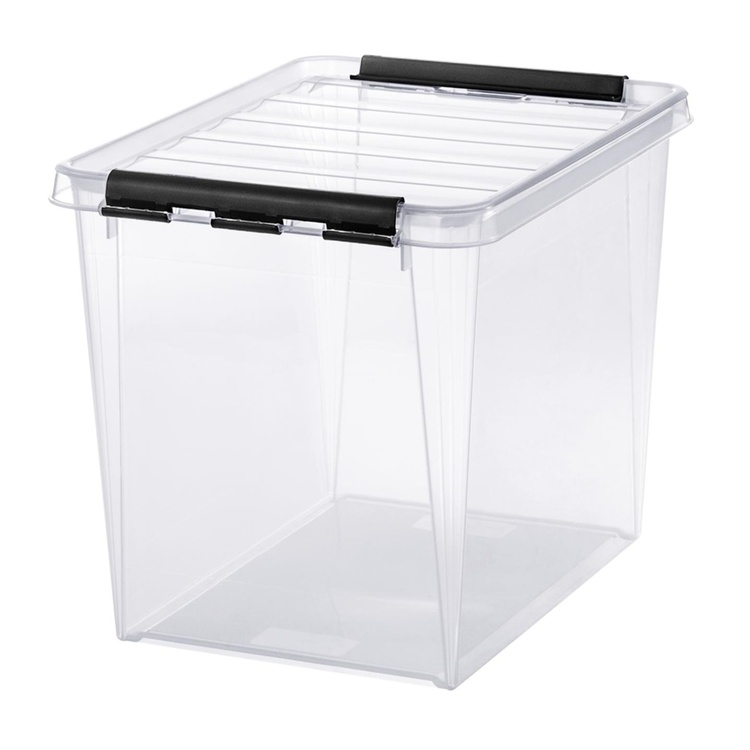 Hög förvaringslåda med lock 25L, SmartStore, Klar/svart
