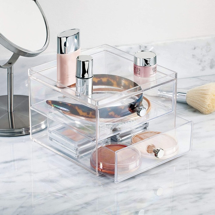 Lådförvaring, 2 lådor, ID CLARITY VANITY DRAWER, 16,5 x 16,5 x H 12,7 cm, Klar