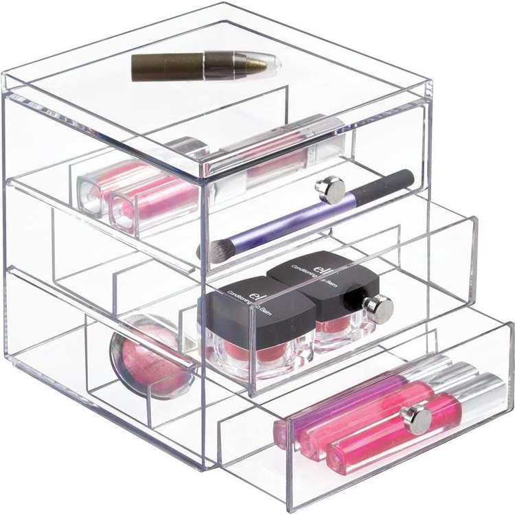 Lådförvaring, 3 lådor, ID CLARITY EYEGLASS ORGANISER, 16,5 x 16,5 x H 18 cm, Klar
