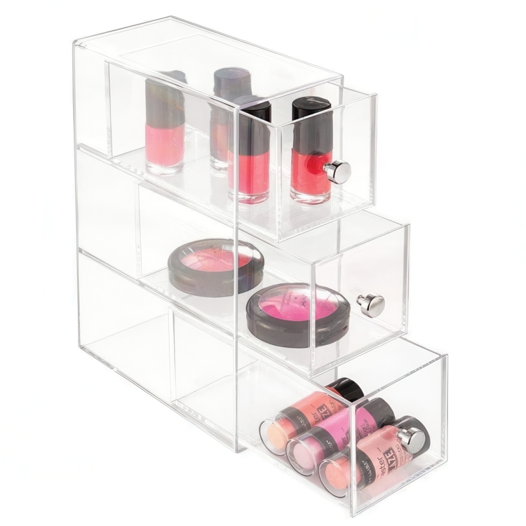 Lådförvaring, 3 lådor, ID CLARITY FLIP TOWER DRAWER, 8,5 x 16,5 x H 25 cm, Klar