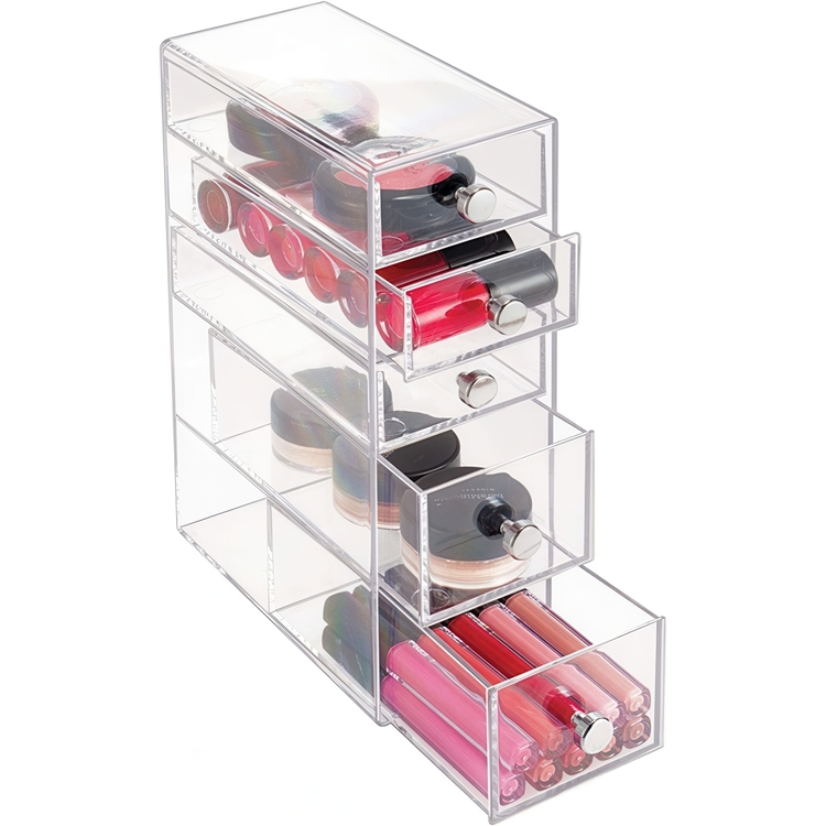 Lådförvaring, 5 låga lådor, ID CLARITY TOWER DRAWER, 8,5 x 16,5 x H 25 cm, Klar