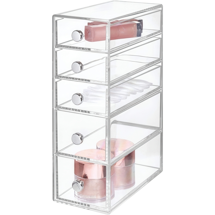 Lådförvaring, 5 låga lådor, ID CLARITY TOWER DRAWER, 8,5 x 16,5 x H 25 cm, Klar
