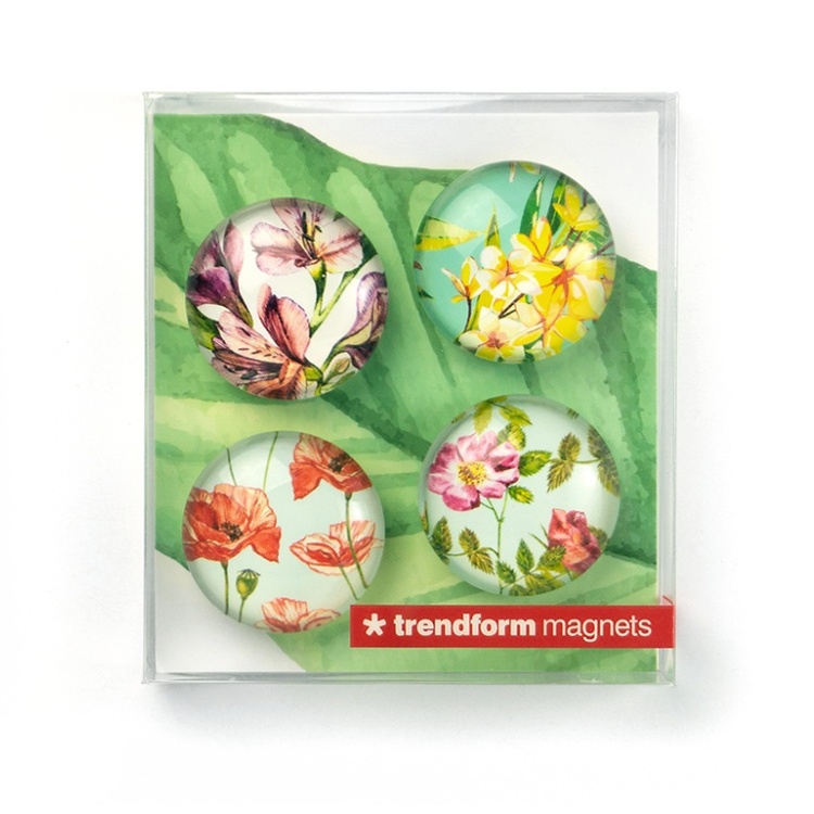 Magnet i glas 4-pack, Blommor