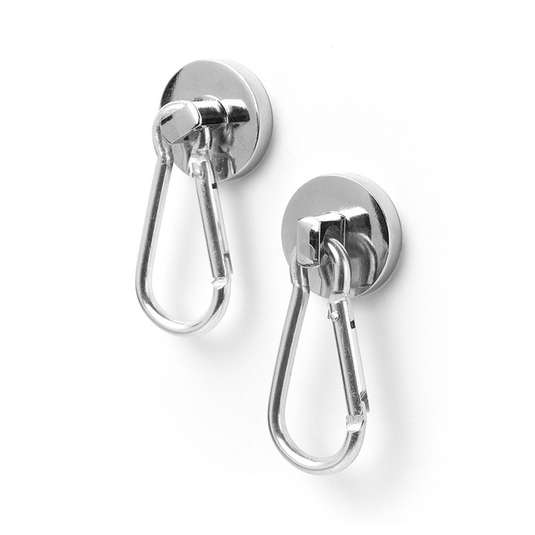 Magnet med karbinhake 2-pack, Silver