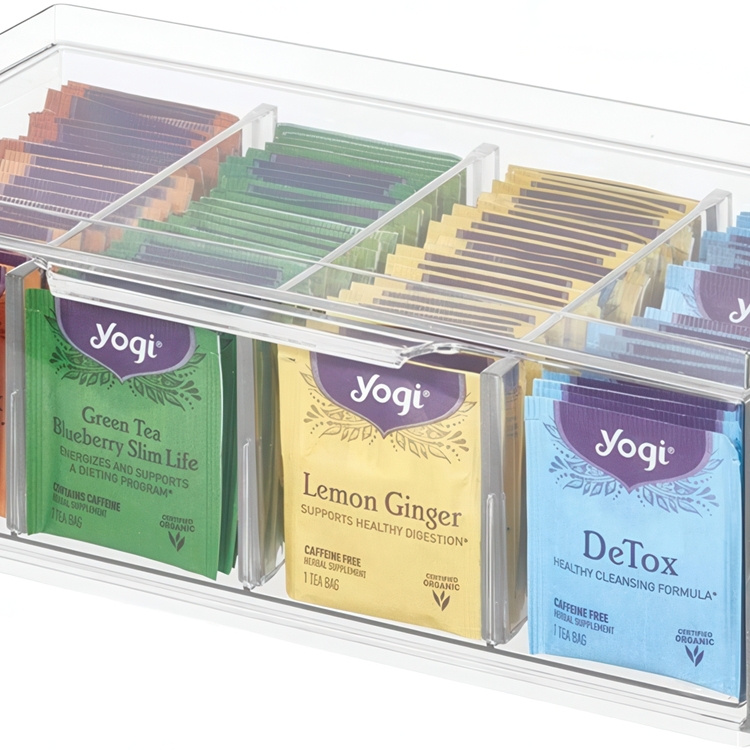 Minibyrå, Stapelbar, 4 fack, CRISP TEA ORGANIZER, 32 x 16 x H11,5cm, Transparent
