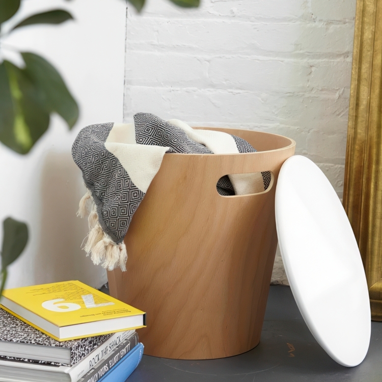 Pall / Bord med förvaring, WOODROW, Umbra, Ø 40 x ca H 42 cm