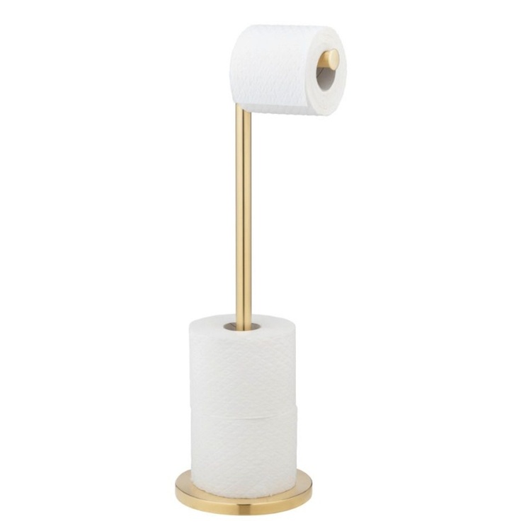 Platsbesparande hållare för toarullar, Metall, TWO IN ONE, H 55 cm, Guld
