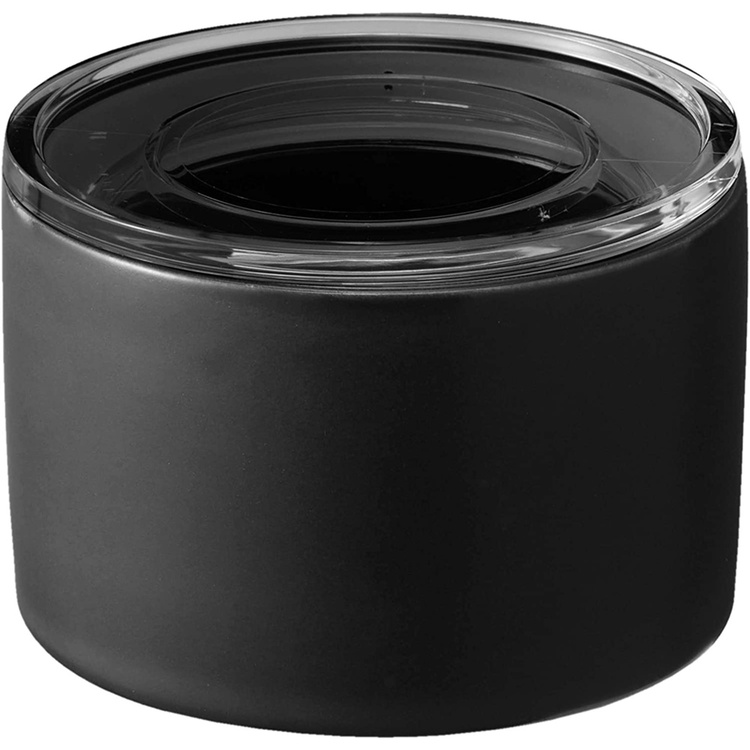 Porslinsburk med lock, YAMAZAKI TOWER SMALL CANISTER, Ø 10,5 x H 7 cm, Svart / Transparent