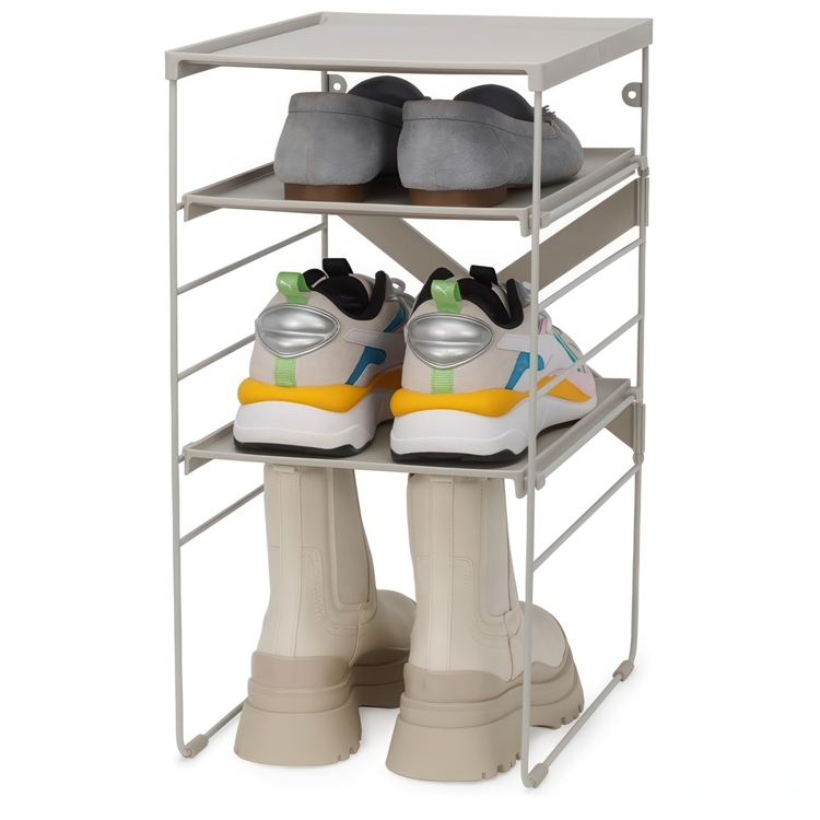 Skohylla i metall, Justerbart, LEVEL, Joseph Joseph, 26 x 35 x H 51,2 cm, Grå-beige