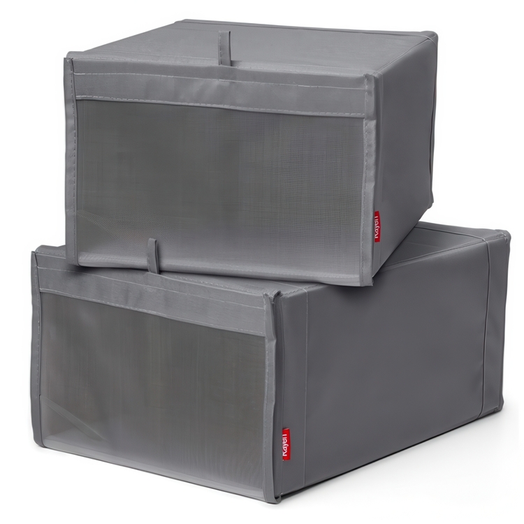Skolådor, tygklädda, 2-pack, PREMIUM CAJAS ZAPATOS, Grå