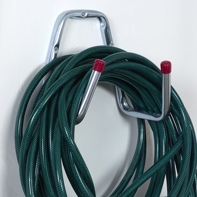 Slanghållare, Vägghängd, 2-krok, HABO HOSE HOLDER, Silver