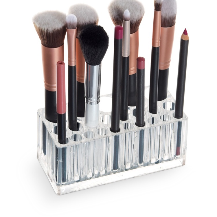 Sminkställ för penslar, 23 fack, MAKE UP ORGANIZER, 13 x 5,7 x H 5,5 cm, Klar