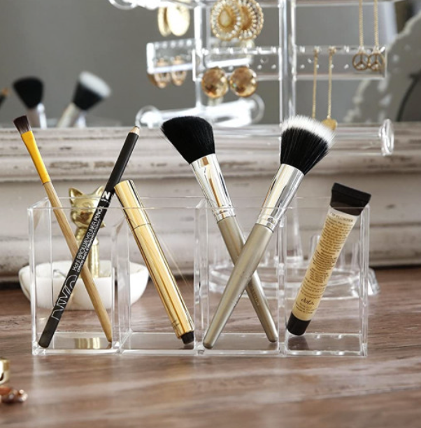 Sminkställ med 4 fack, SELENA MAKEUP ORGANIZER, 22,3 x 7 x H 9,8 cm, Klar
