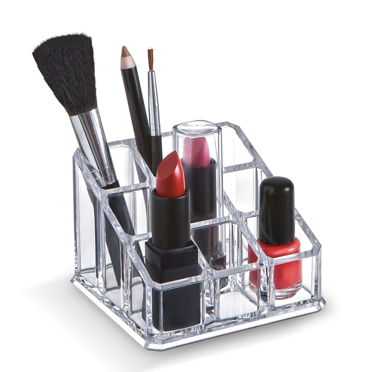 Sminkställ, Litet, LIVING MAKE UP ORGANIZER, 9 x 9 x H 6,5 cm, Klar akryl