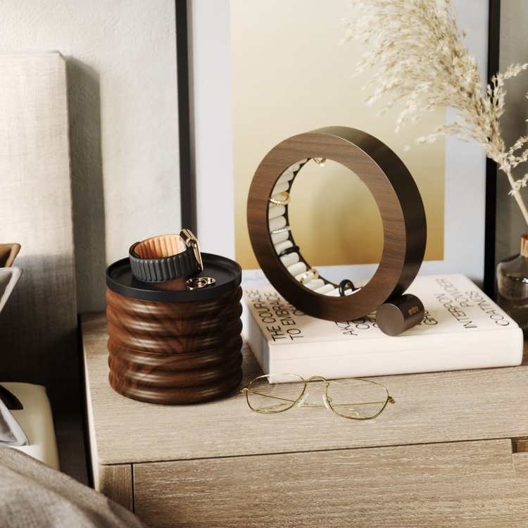 Smyckesask rund, TESORA WOOD , Ø 13 cm, Umbra