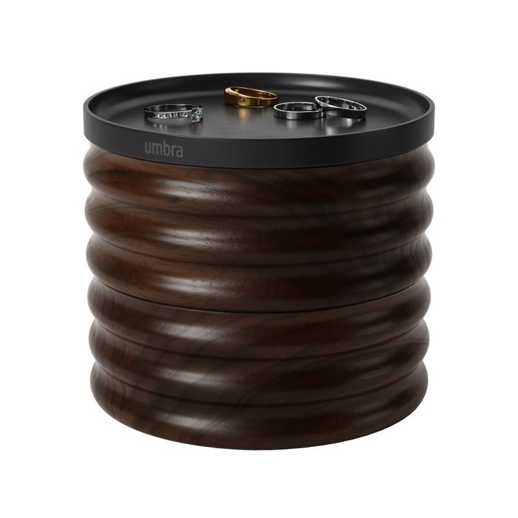Smyckesask rund, TESORA WOOD , Ø 13 cm, Umbra