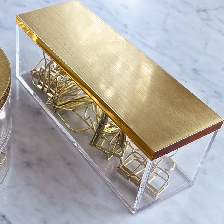 Smyckesask, Långsmal, GOLD CHEST, 17,5 x 6 x H 7 cm, Klar / Guld