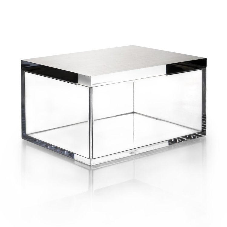 Smyckesask, Rektangulär, SILVER CHEST, 12 x 8,5 x H 7 cm, Klar / Silver