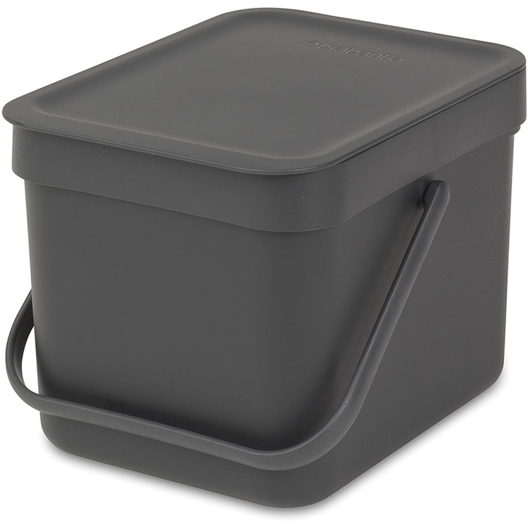 Sophink med lock och handdtag 6L, Brabantia, Mörkgrå