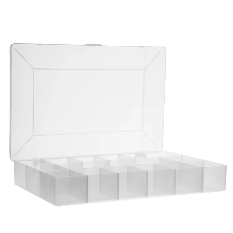 Sorteringsask med lock, 7 fack, DIY SMALL BOX, 17 x 11,8 x H 3,3 cm, Klar