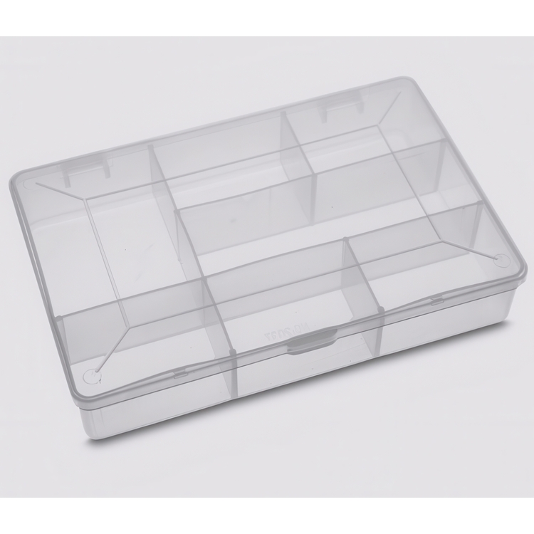 Sorteringsask med lock, 7 fack, DIY SMALL BOX, 17 x 11,8 x H 3,3 cm, Klar