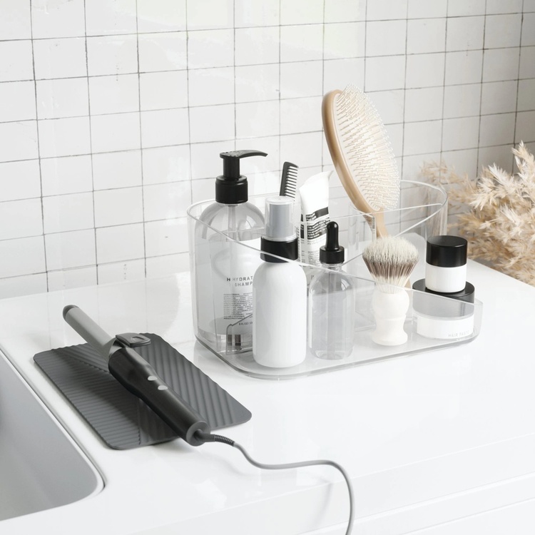 Ställ för hårtork mm, UMBRA GLAM HAIR TOOLS ORGANISER, 26,5 x 17 x H 12,5 cm, Klar / grå