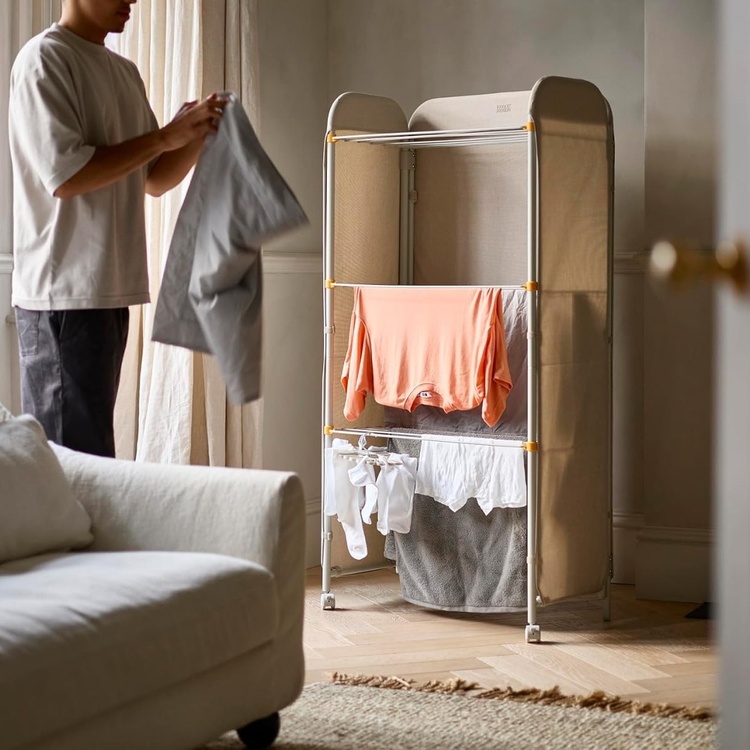 Torkställning, med Skärm och Hjul, ECLIPSE INDOOR AIRER, Joseph Joseph, Beige-grå