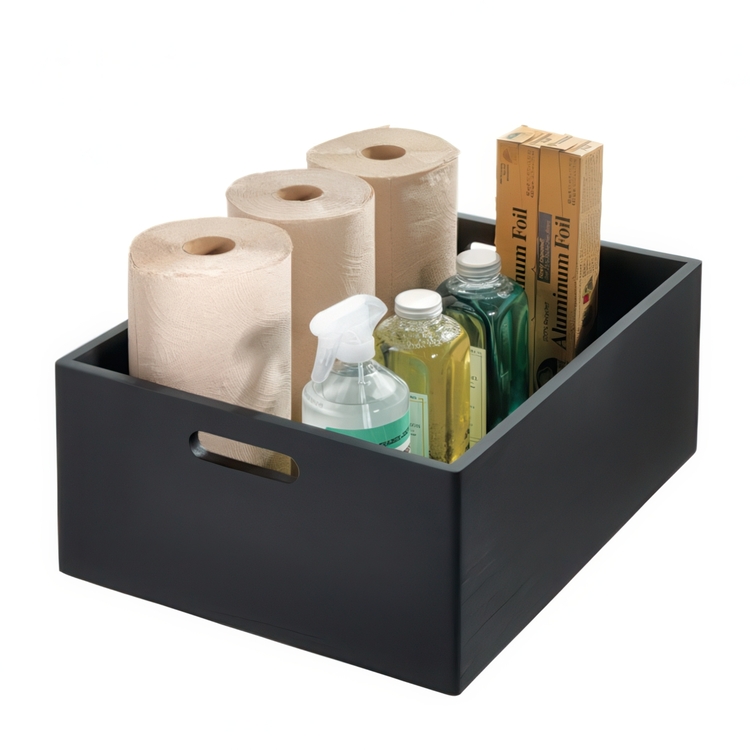 Trälåda, Extra Stor, THE HOME EDIT ECO WOOD XXL BOX, 38,1 x 45,7 x H 20,3 cm, Svart