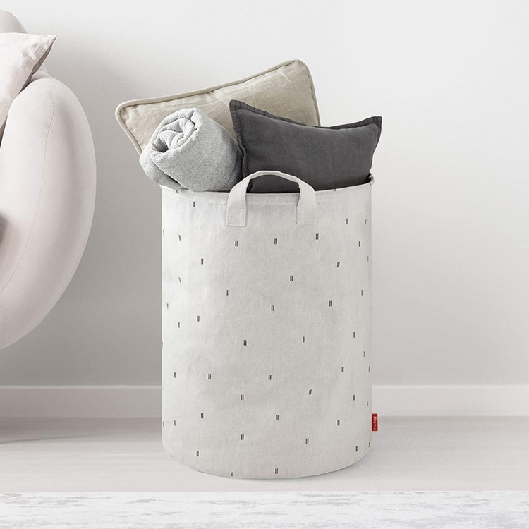 Tvättkorg / Förvaringssäck, CESTO PREMIUM, Ø 40 x H 55 cm, Offwhite