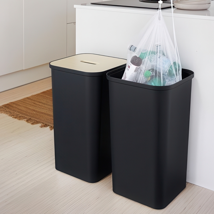 Tvättkorg med trälock 53L, SmartStore