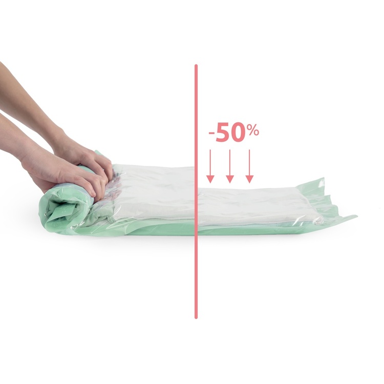 Vakuumpåsar, 2 st, MANUAL ROLL-UP, Large, 70 x 55cm, Klar / Grön