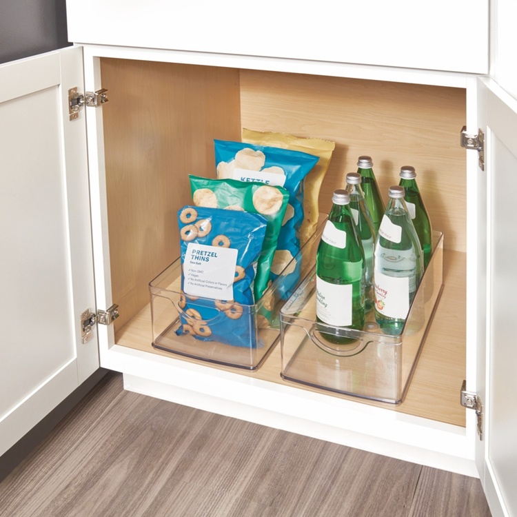 Öppen låda med handtag, Stapelbar, Djup, RPET CABINET BIN, 40,6 x 20,3 x H 12,7 cm, Transparent
