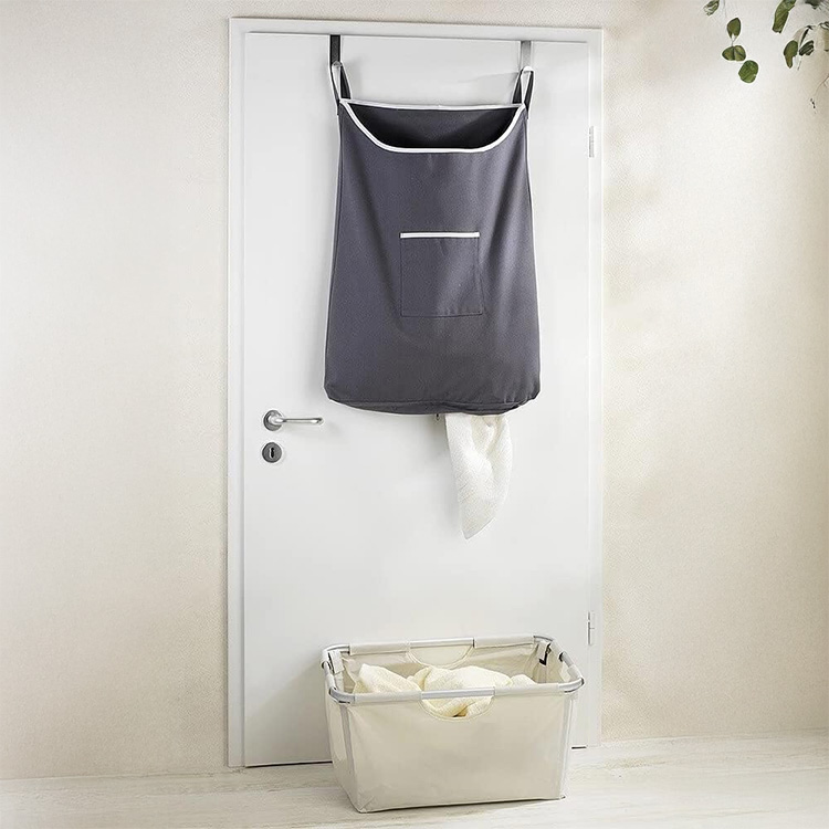 Tvättkorg över dörren, 65 L, CANGURO, 52 x 10 x H 81cm, Grå
