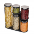 Burkar i glas i smart ställ, 5 st, PODIUM EASY-ACCESS , Joseph Joseph, Klar / Silver